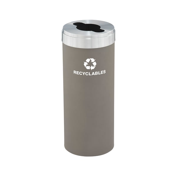 15 gal Round Recycling Bin, Nickel/Satin Aluminum