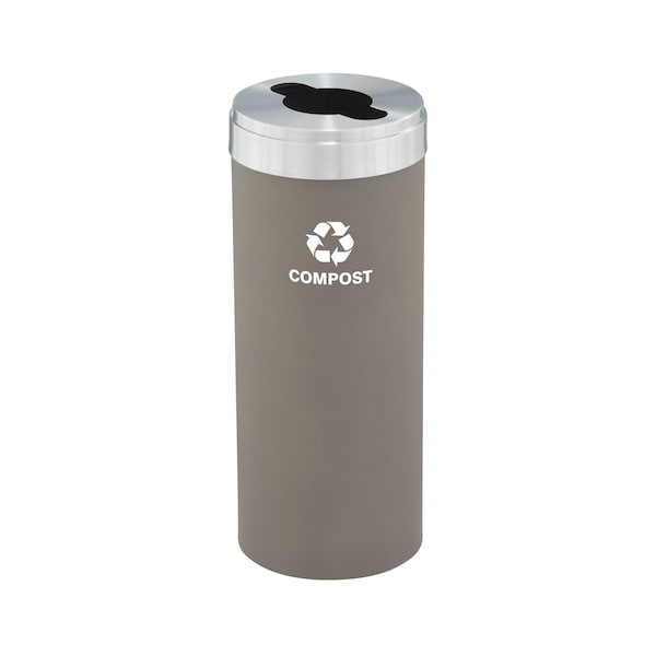 15 gal Round Recycling Bin, Nickel/Satin Aluminum