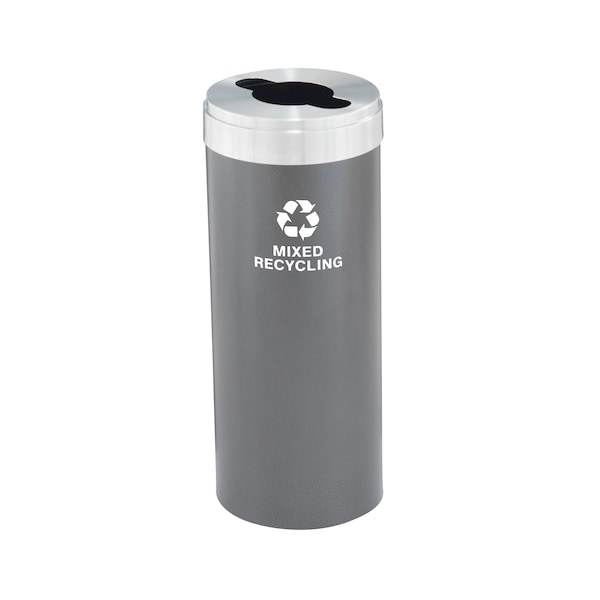 15 gal Round Recycling Bin, Silver Vein/Satin Aluminum