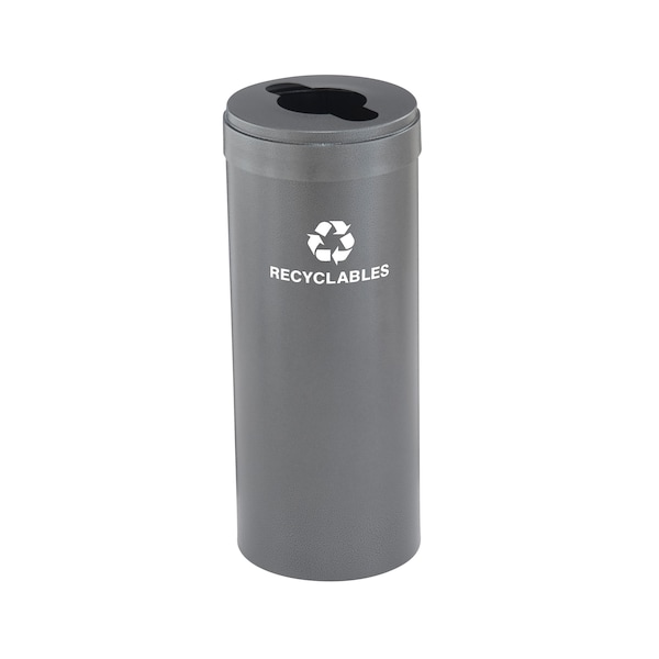 15 gal Round Recycling Bin, Silver Vein