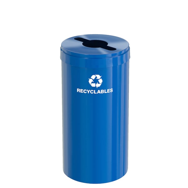 16 gal Round Recycling Bin, Blue