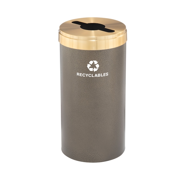 16 gal Round Recycling Bin, Bronze Vein/Satin Brass