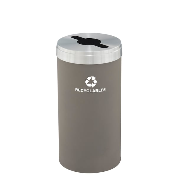16 gal Round Recycling Bin, Nickel/Satin Aluminum