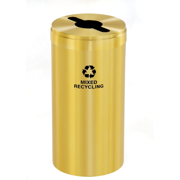 23 gal Round Recycling Bin, Satin Brass