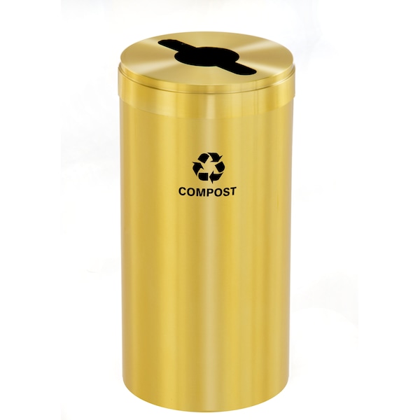 23 gal Round Recycling Bin, Satin Brass