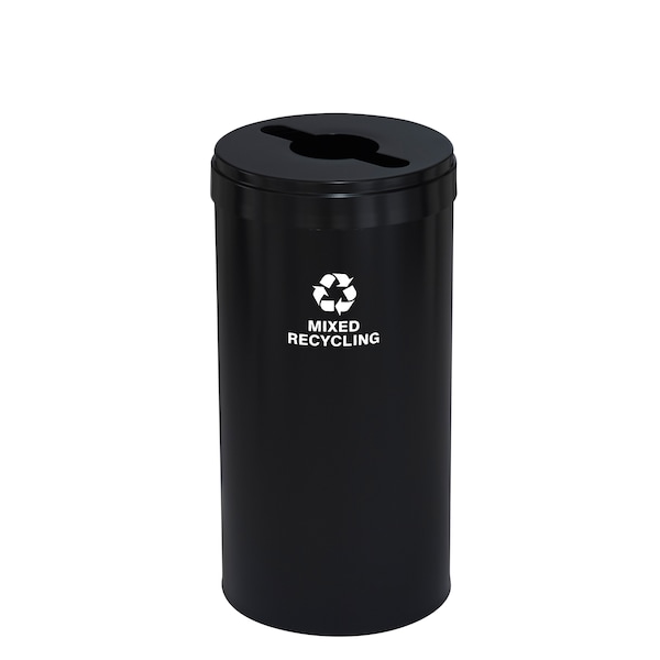 23 gal Round Recycling Bin, Satin Black