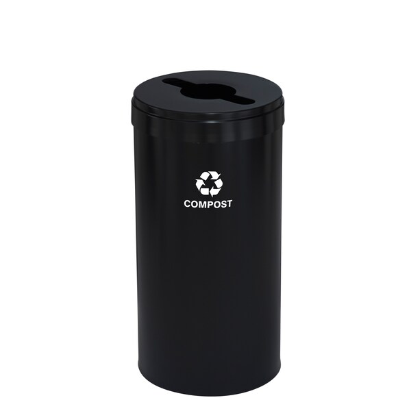 23 gal Round Recycling Bin, Satin Black