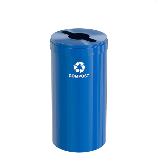 23 gal Round Recycling Bin, Blue