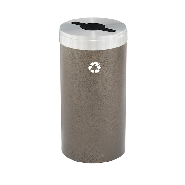 23 gal Round Recycling Bin, Bronze Vein/Satin Aluminum