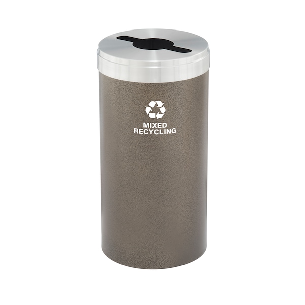 23 gal Round Recycling Bin, Bronze Vein/Satin Aluminum
