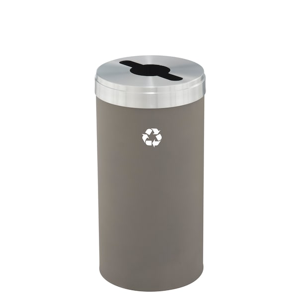 23 gal Round Recycling Bin, Nickel/Satin Aluminum