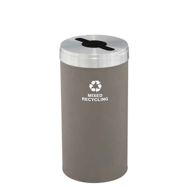 23 gal Round Recycling Bin, Nickel/Satin Aluminum