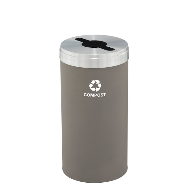 23 gal Round Recycling Bin, Nickel/Satin Aluminum