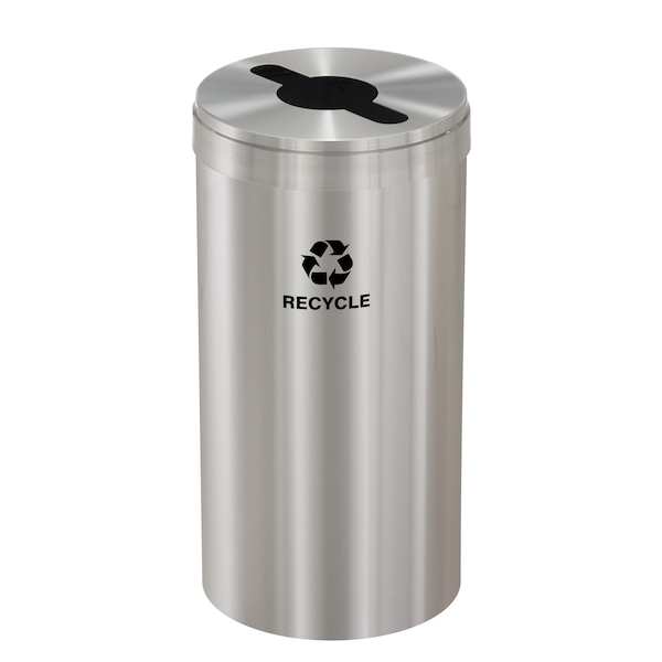 23 gal Round Recycling Bin, Satin Aluminum