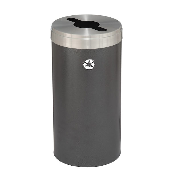 23 gal Round Recycling Bin, Silver Vein/Satin Aluminum