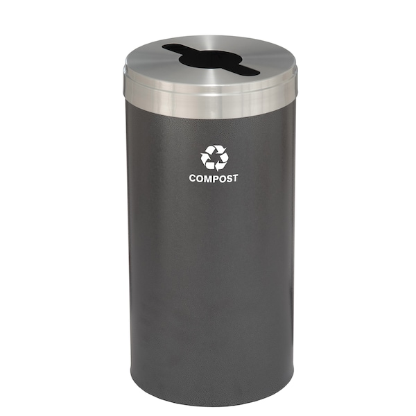 23 gal Round Recycling Bin, Silver Vein/Satin Aluminum