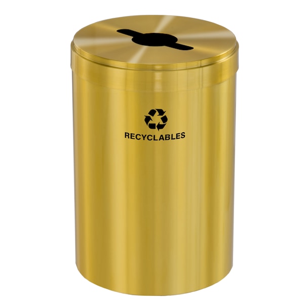 33 gal Round Recycling Bin, Satin Brass