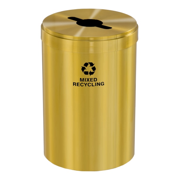 33 gal Round Recycling Bin, Satin Brass