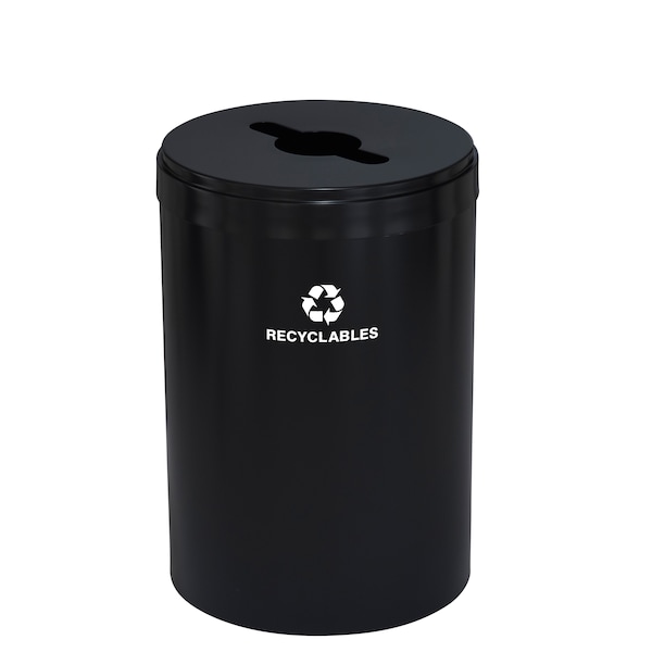 33 gal Round Recycling Bin, Satin Black