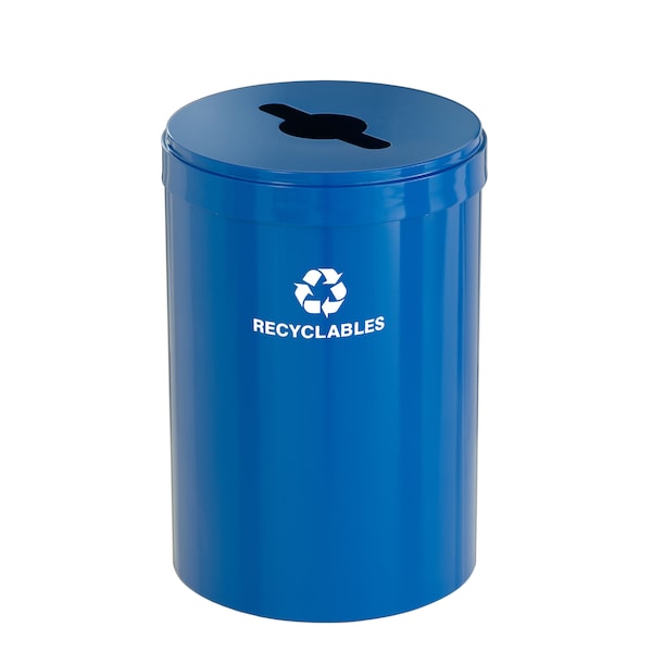 33 gal Round Recycling Bin, Blue