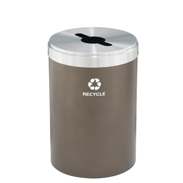 33 gal Round Recycling Bin, Bronze Vein/Satin Aluminum