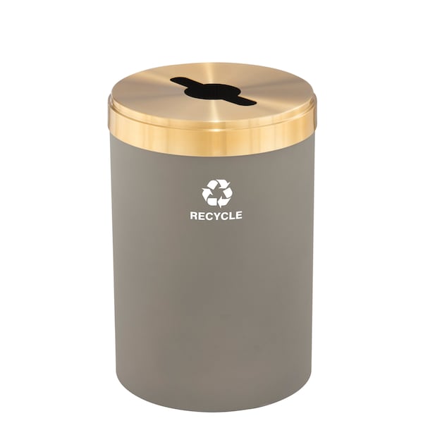 33 gal Round Recycling Bin, Nickel/Satin Brass
