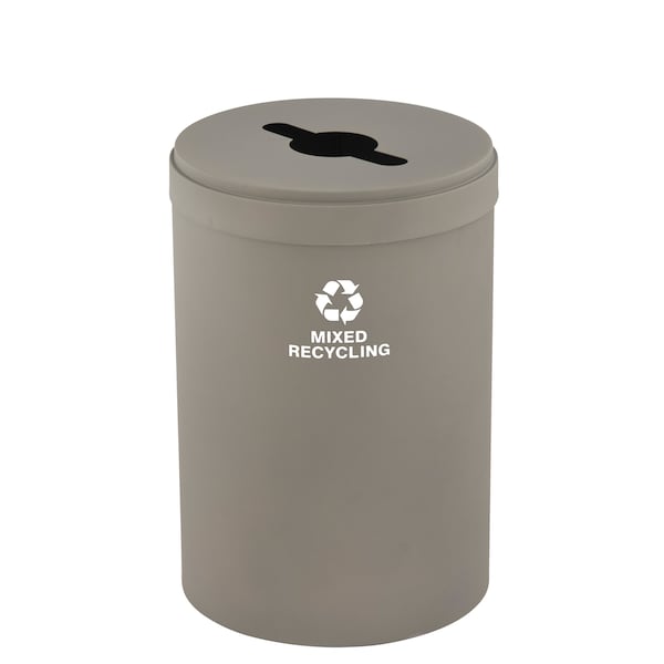 33 gal Round Recycling Bin, Nickel