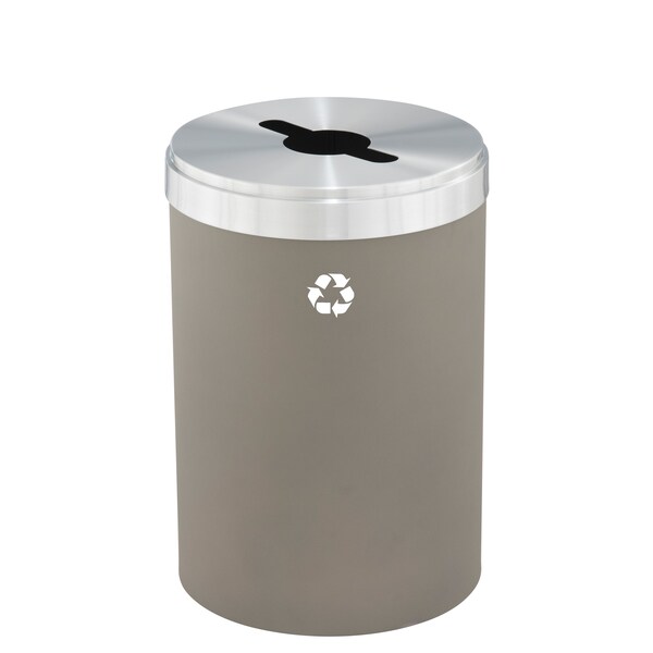 33 gal Round Recycling Bin, Nickel/Satin Aluminum