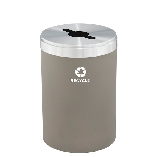 33 gal Round Recycling Bin, Nickel/Satin Aluminum