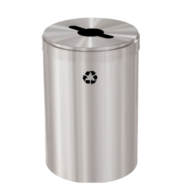 33 gal Round Recycling Bin, Satin Aluminum