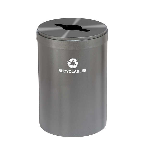 33 gal Round Recycling Bin, Silver Vein