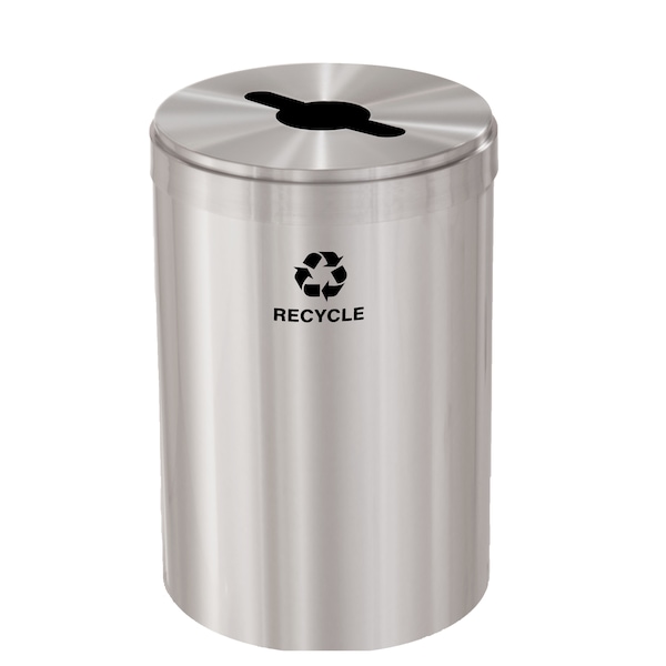 41 gal Round Recycling Bin, Satin Aluminum