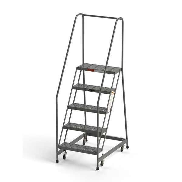 Industrial Rolling Ladder, 5 Steps, 24"W Perforated Tread, 450 lbs. Capacity