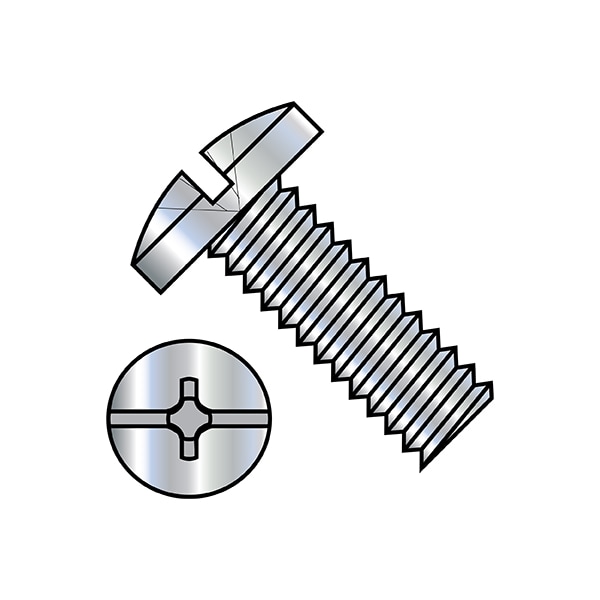 #10-32 x 3/8 in Combination Phillips/Slotted Binding Machine Screw, Zinc Plated Steel, 8000 PK
