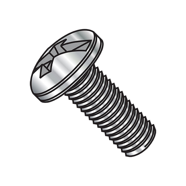 #10-24 x 1/2 in Combination Phillips/Slotted Pan Machine Screw, Plain Steel, 3500 PK