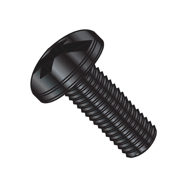 #10-32 x 1/2 in Combination Phillips/Slotted Pan Machine Screw, Black Oxide Steel, 7000 PK