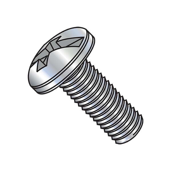#10-24 x 1 in Combination Phillips/Slotted Pan Machine Screw, Zinc Plated Steel, 4500 PK