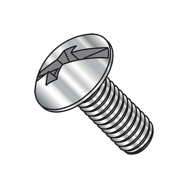 #10-32 x 1/2 in Combination Phillips/Slotted Truss Machine Screw, Plain Steel, 4000 PK