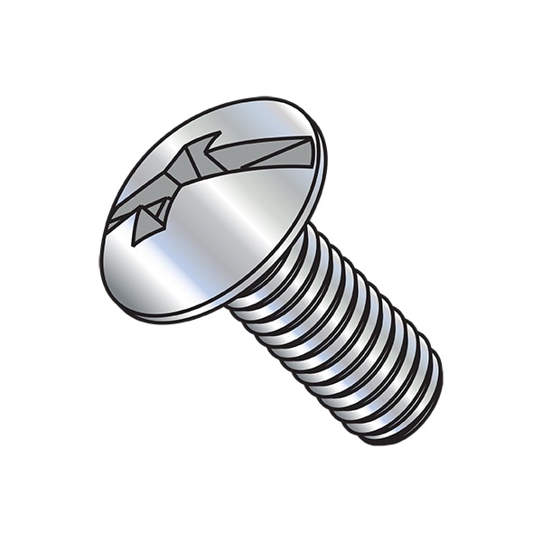 #10-24 x 1 in Combination Phillips/Slotted Truss Machine Screw, Zinc Plated Steel, 4000 PK