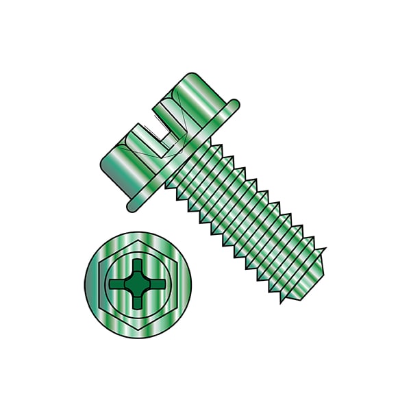 #10-32 x 3/8 in Combination Phillips/Slotted Hex Machine Screw, Zinc Plated Steel, 7000 PK