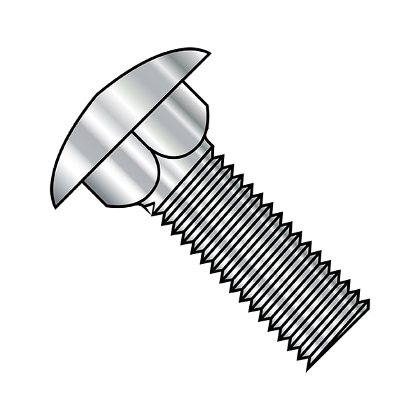 Carriage Bolt, 100 mm L, 18-8 Stainless Steel, Plain, 100 PK