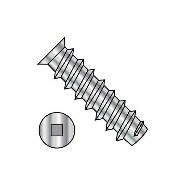 Wood Screw, Steel, Flat Head Square Drive