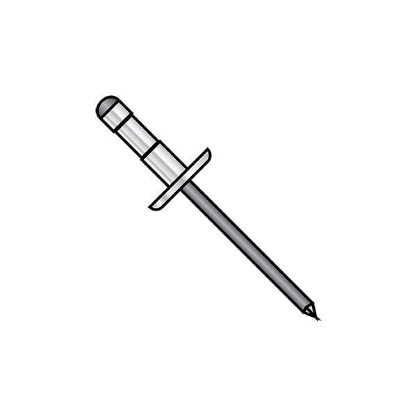 Blind Rivet, Low Profile Head, 3/16 in Dia., 0.660 in - 0.730 in L, Aluminum Body, 4000 PK