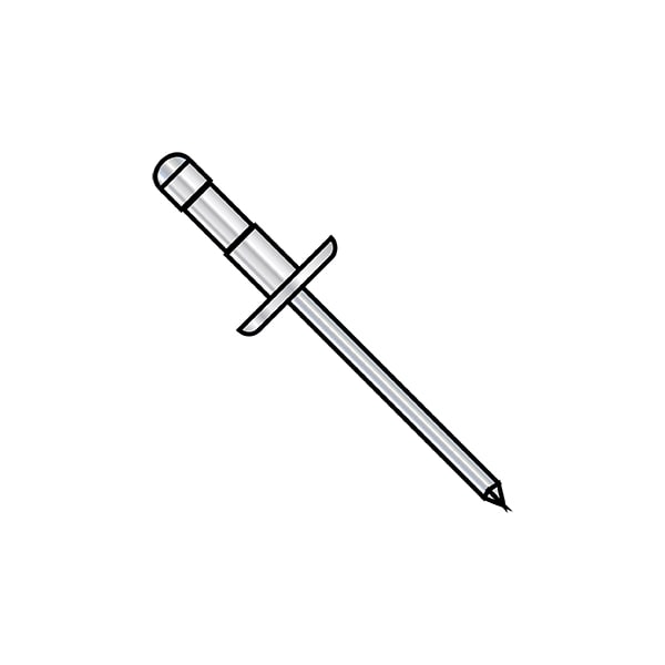 Blind Rivet, Low Profile Head, 3/16 in Dia., 0.470 in - 0.550 in L, Aluminum Body, 5000 PK