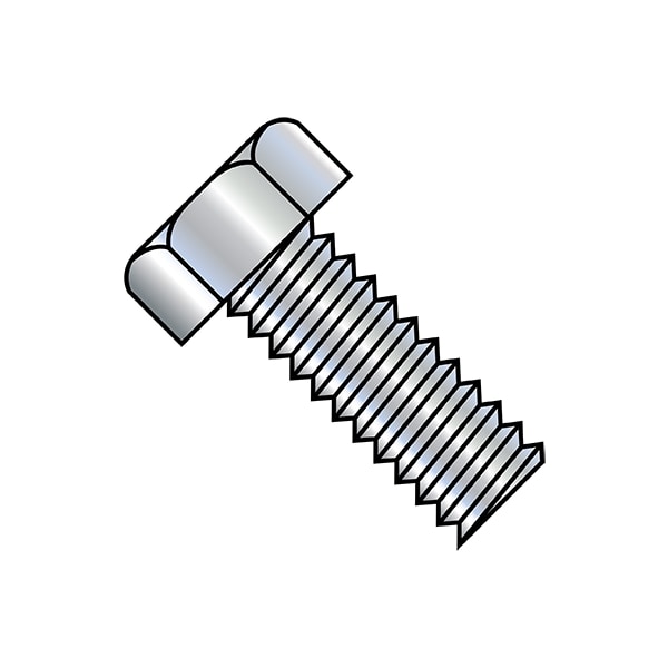 #10-24 x 1 in Hex Hex Machine Screw, Zinc Plated Steel, 4000 PK