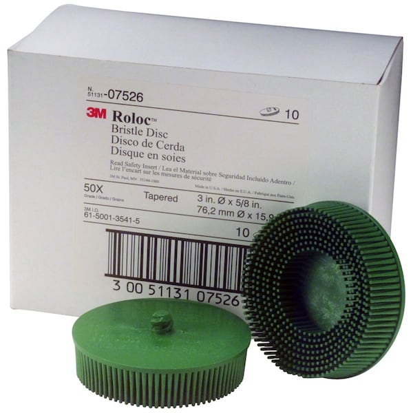 Scotch-Brite Roloc Bristle Discs 50 Grit Coarse Green, 3"