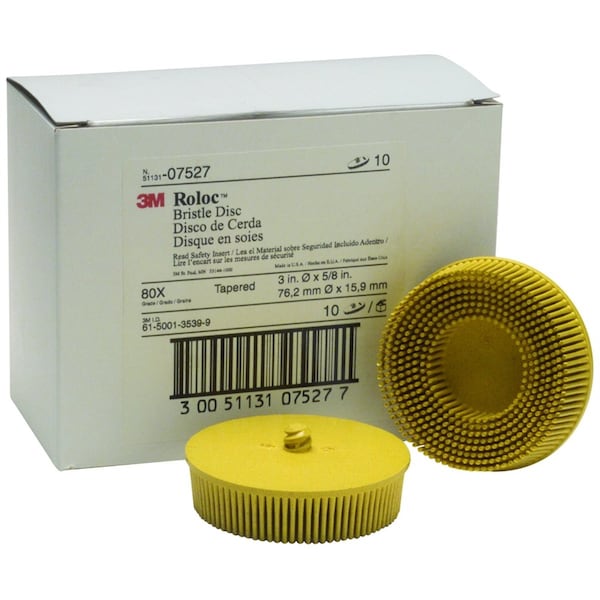 Scotch-Brite Roloc Bristle Discs 80 Grit Medium Yellow, 3"