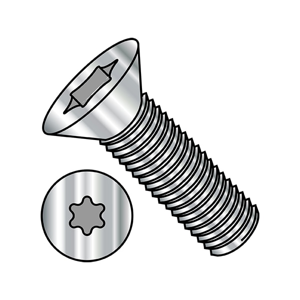M8-1.25 x 40 mm Torx Flat Machine Screw, Plain Steel, 250 PK