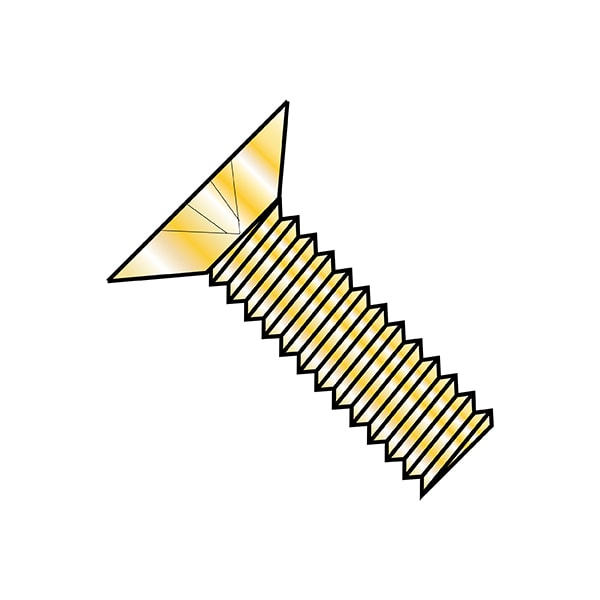 #4-40 x 3/16 in Phillips Flat Machine Screw, Zinc Yellow Steel, 10000 PK