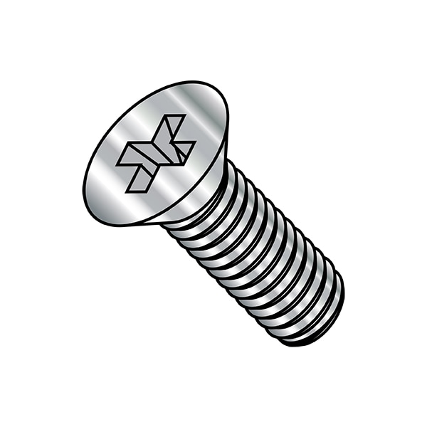#0-80 x 1/2 in Phillips Flat Machine Screw, Plain Stainless Steel, 5000 PK